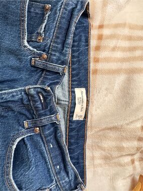 Abercrombie & Fitch Dark Blue Denim Jeans with Orange Stitching